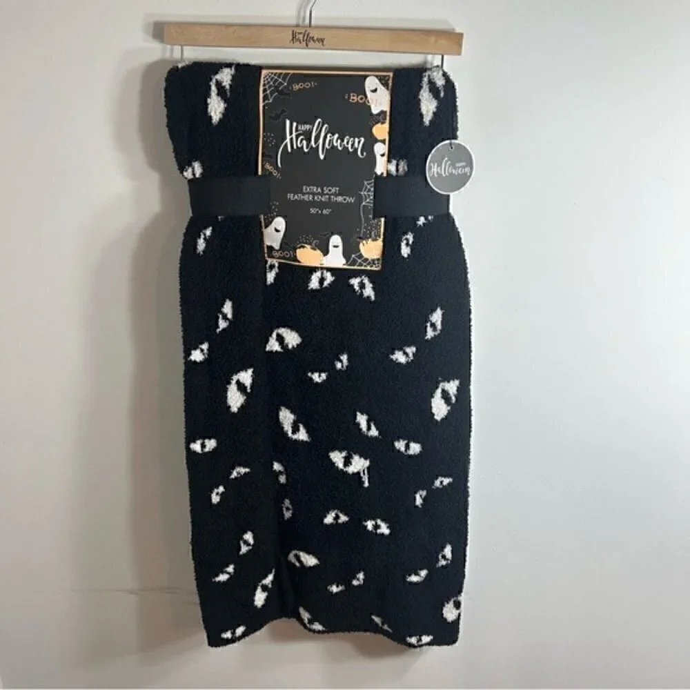 Cat Eye Halloween Soft Blanket Throw NEW Feather Knit Tik Tok Viral